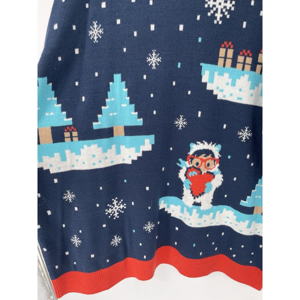 Ugly Christmas Sweater Jumper Adult XXLSnowflakes Hearts Cat Red Glasses Snow - Picture 3 of 5